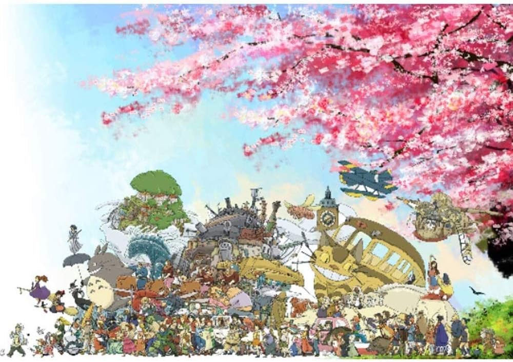 Jqchw Anime Wooden Puzzle Miyazaki Hayao Totoro Poster Jigsaw Puzzle 1000 Pieces Animation Cartoon Illustration Puzzles Home Puzzle Toy Games Adults Decompression Collection Puzzle Kids Gifts