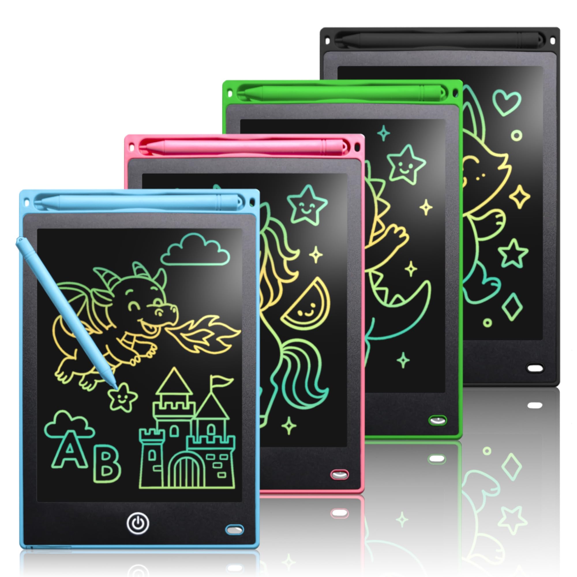 LCD Writing Tablet 4 Pack with Colorful Screen, Drawing Pad for Toddler and Children, Toys Learning Educational Gifts for Birthday Christmas for 2 3 4 5 6 7 Year Old Boys Girls (Four Colour, 8.5 inch)
