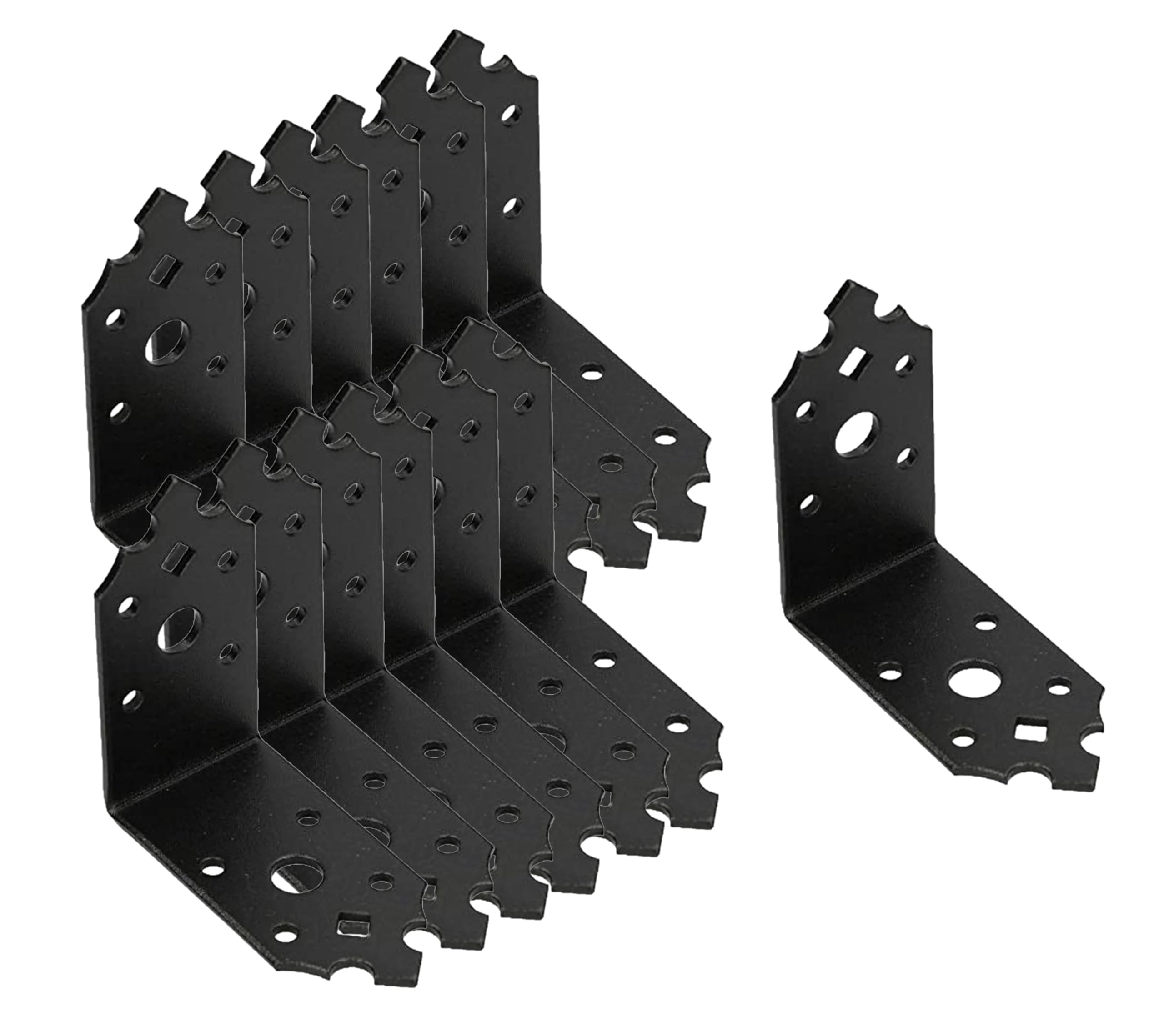 KOTARBAU® Set of 25 Angle Connectors Chair Angle Furniture Angle Hole Angle Building Angle Wood Connector Bar Angle Connector Powder Coating Black (80 x 80 x 40 mm)