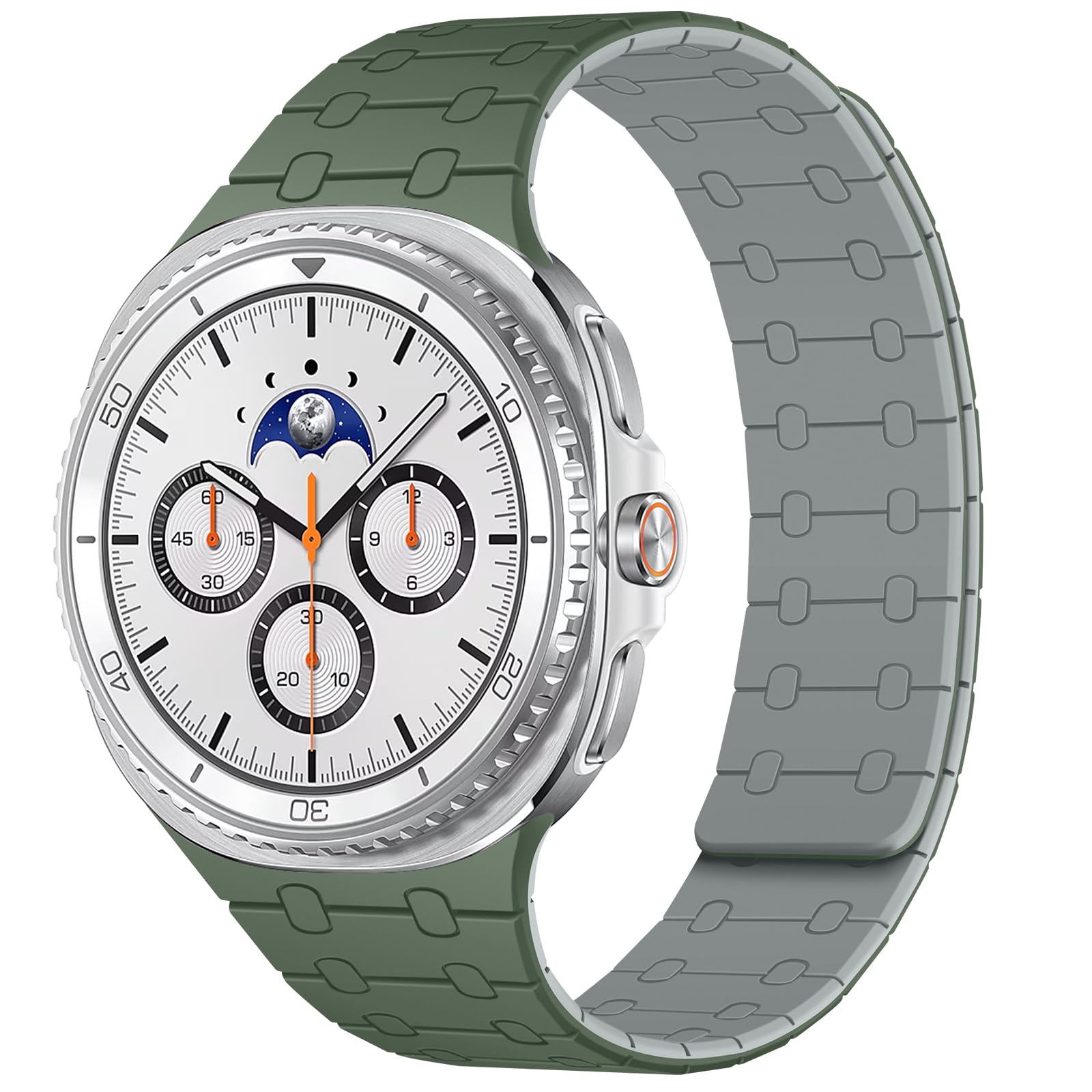 Photo 1 of Amizee No Gap Band Compatible with Samsung Galaxy Watch 8 Band 40mm 44mm/Watch 8 Classic 46mm, Magnetic Silicone Strap for Women Men, GR/Mid-Gray