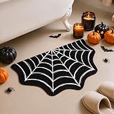 Spider Web Bath Mat, Halloween Cute Gothic Cobweb Shaped Bath Rug, Quick Dry Super Absorbent Non-Slip Rubber Backing Mat for Entryway Shower Kitchen, 16x31in Thin