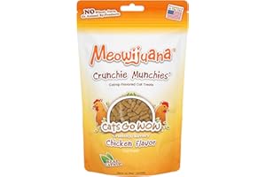 Meowijuana Crunchie Munchie Catnip Treats | Chicken | Made with Organic Catnip | Produced in The USA | Low Calorie Cat Snack