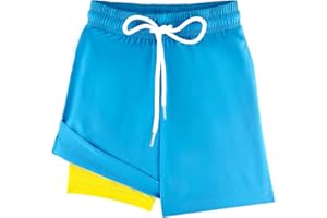 BROWNKNOT Boys Swim Trunks with Compression Liner Swim Shorts Bathing Suit UPF50+ Stretch Swimwear for Boy Quick Dry, 5-16Y