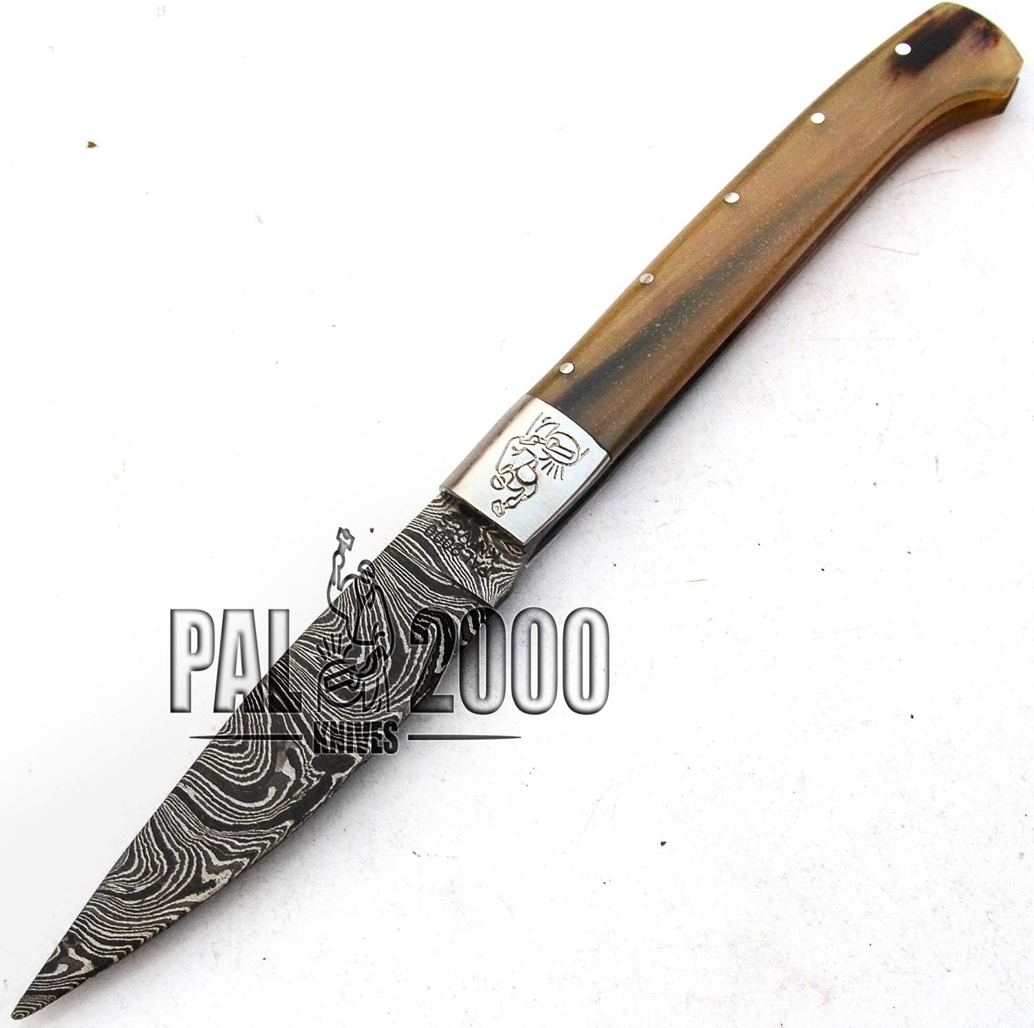 PAL 2000 Damascus Knives - Handmade Damascus Steel Folding Pocket Knife With Sheath - Unlockable Folding Knife - Buy With Confidence SPSM-9698