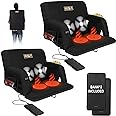 MZQLN Heated Massage Stadium Seats Pack of 2, 25 Inche Folding Bleacher Chair with 10000mAh Portable Power*2, 3 Levels of Heat&Massage, 6 Reclining Positions for Camping, Sports
