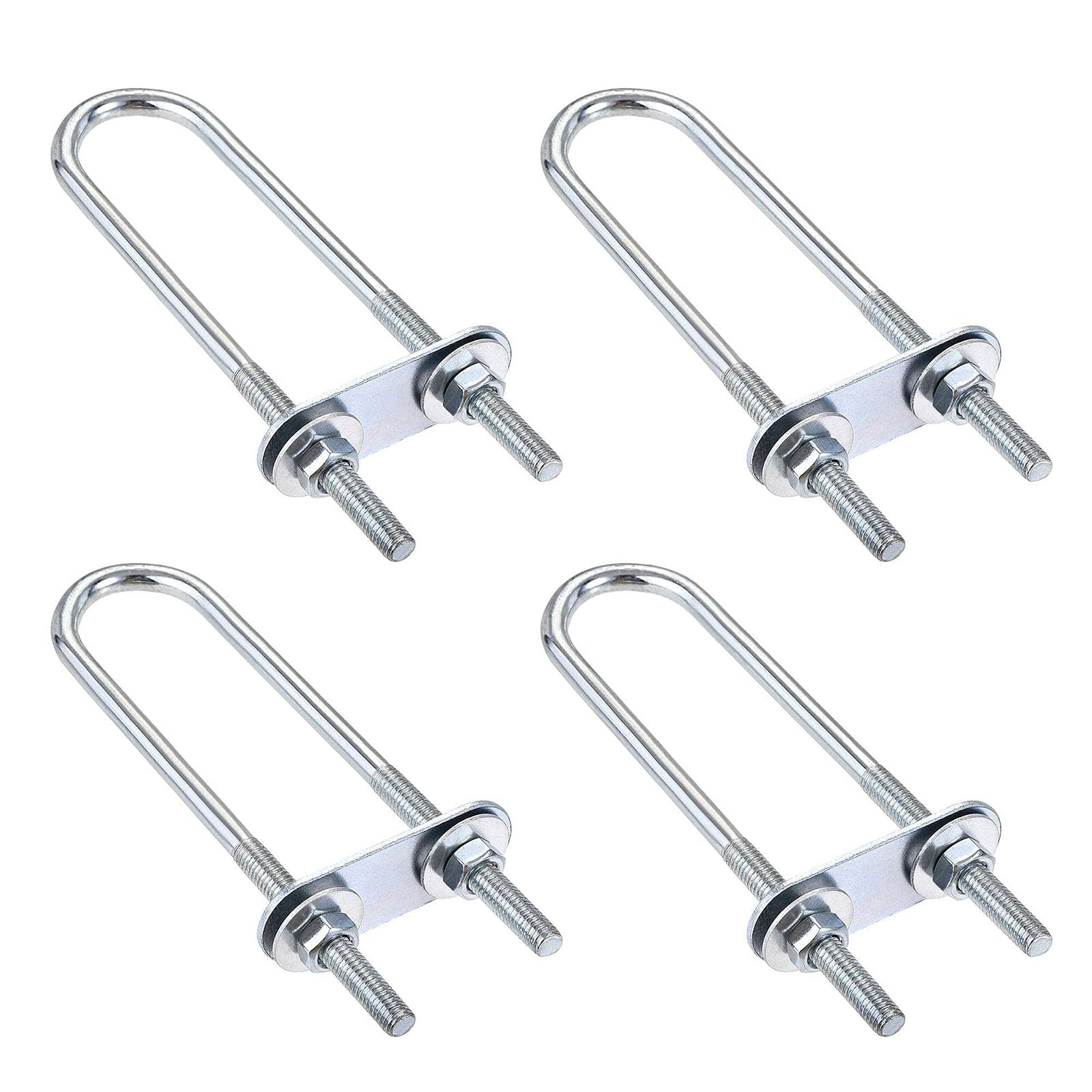 TA-VIGOR 4 sets M6 Round U-Bolts, 23mm Inner Width 120mm Length Steel U-Bolts with Nut, Plate, Washer for Attaching Piping Conduit Cable Tube Brackets Boat Trailer