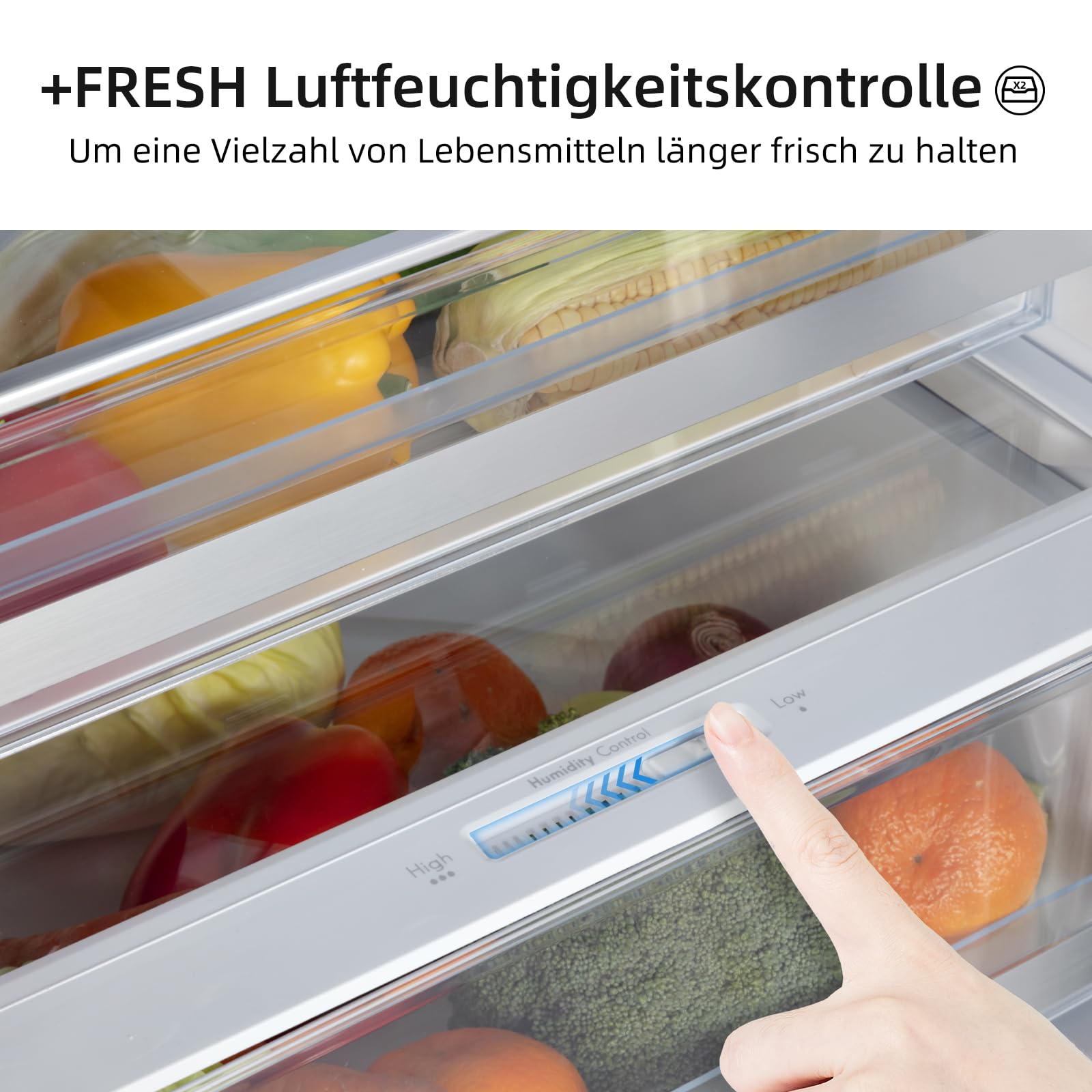 CHIQ Kühlschrank mit Gefrierfach No Frost | 356 L | 200 cm H, 60 cm B, 63 cm T| Smart Kontrol, Eco Mode, Leise 35 dB | 4-Sterne-Gefrieren, Schnellkühlung, LED-Touch-Display | FBM351NEI42 5
