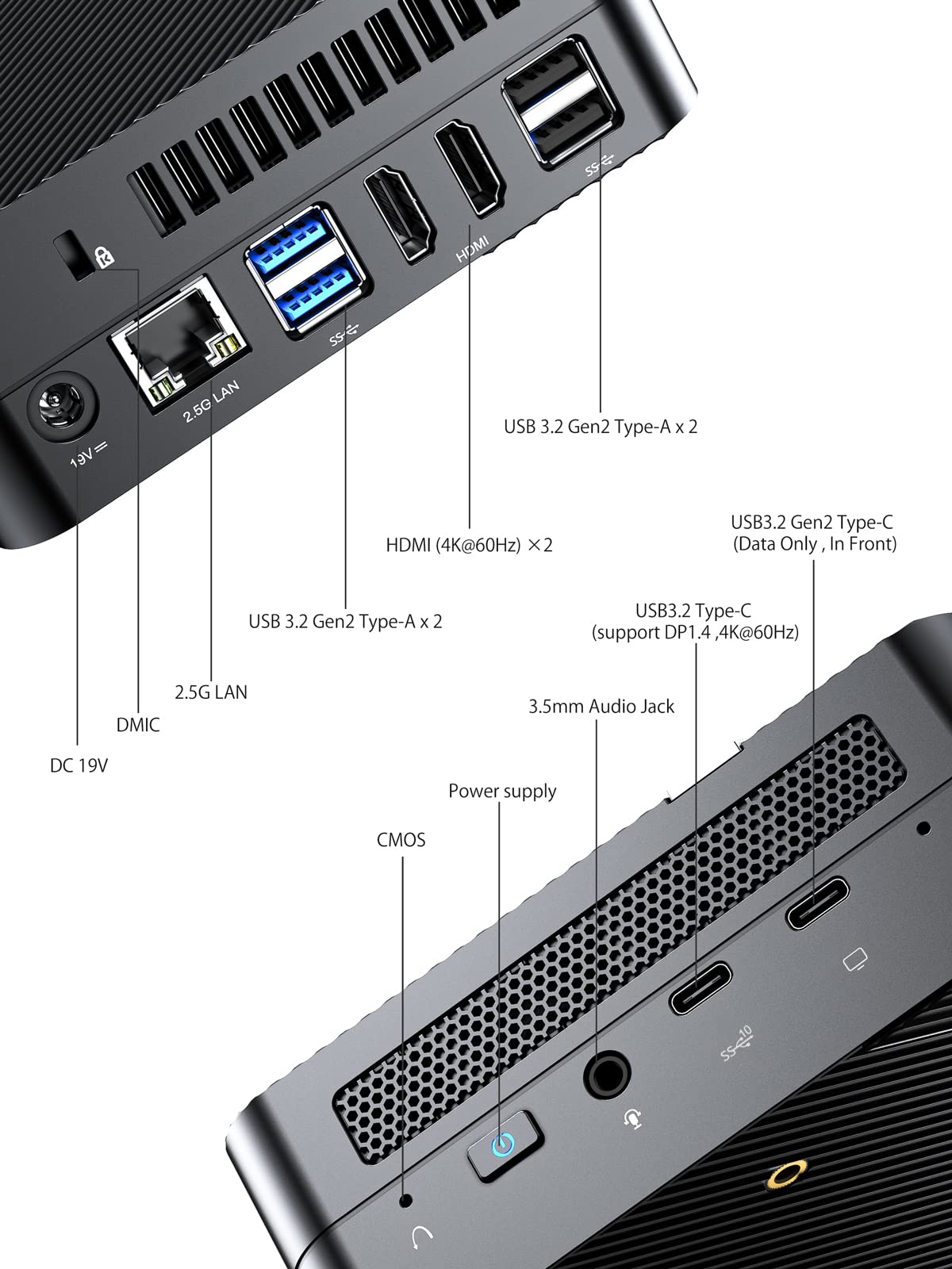 MINISFORUM UM580D Mini PC Windows 11 Pro AMD Ryzen 7 5800H up to 4.4GHz 32GB RAM 512 GB PCIe SSD Radeon Graphics Desktop Computer,4KUSB-C & Dual HDMI, 1X RJ45, 6X USB Port, WiFi 6 BT5.2 black (TH60)