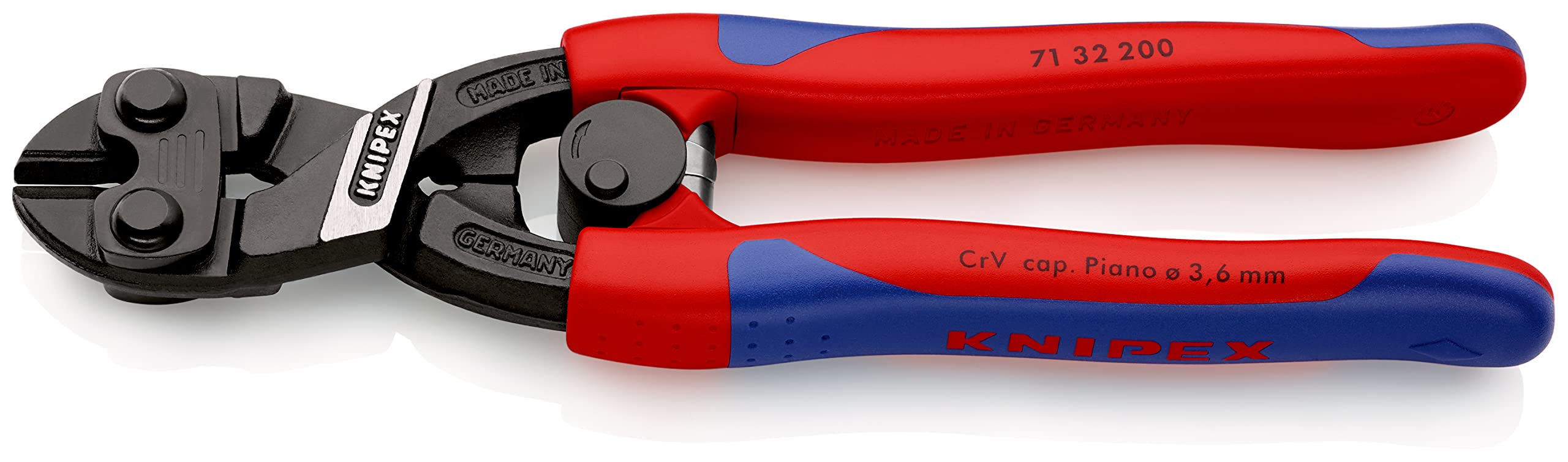 KNIPEX Cobolt Compact Bolt Cutter Self-Service Card with Slim Multi-Component Grips 200 mm, 71 32 200 SB
