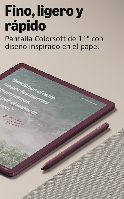 Kindle Scribe Colorsoft (última gen.): fino, ligero y rápido, con pantalla a color de 11" similar al papel y luz frontal; escribe en cuadernos integrados, documentos y libros (32 GB, grafito)