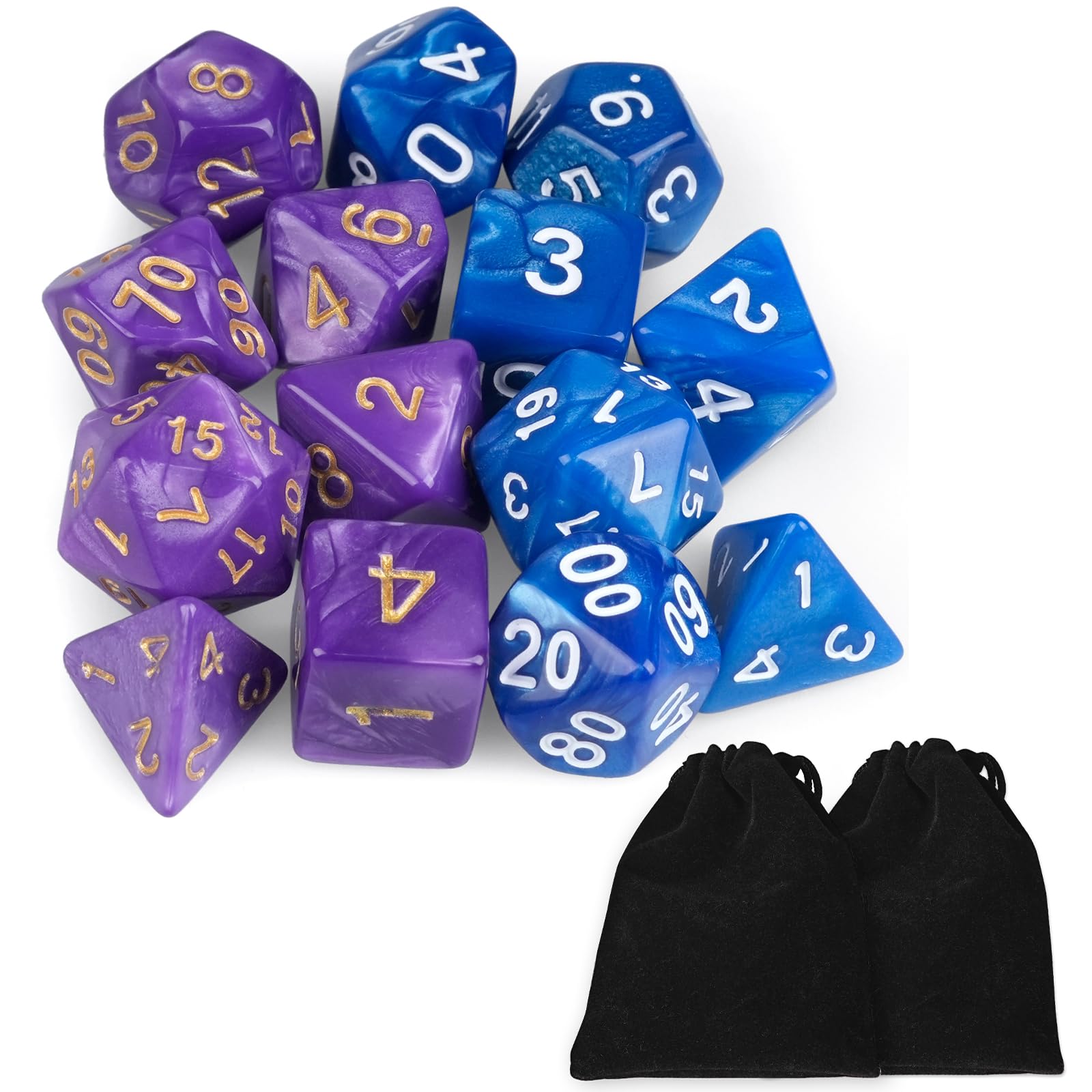 HKDZ Handmade Polyhedral Dice, Dungeons and Dragons Dice 2×7Set Polyhedral DND for MTG RPG Game — image 1