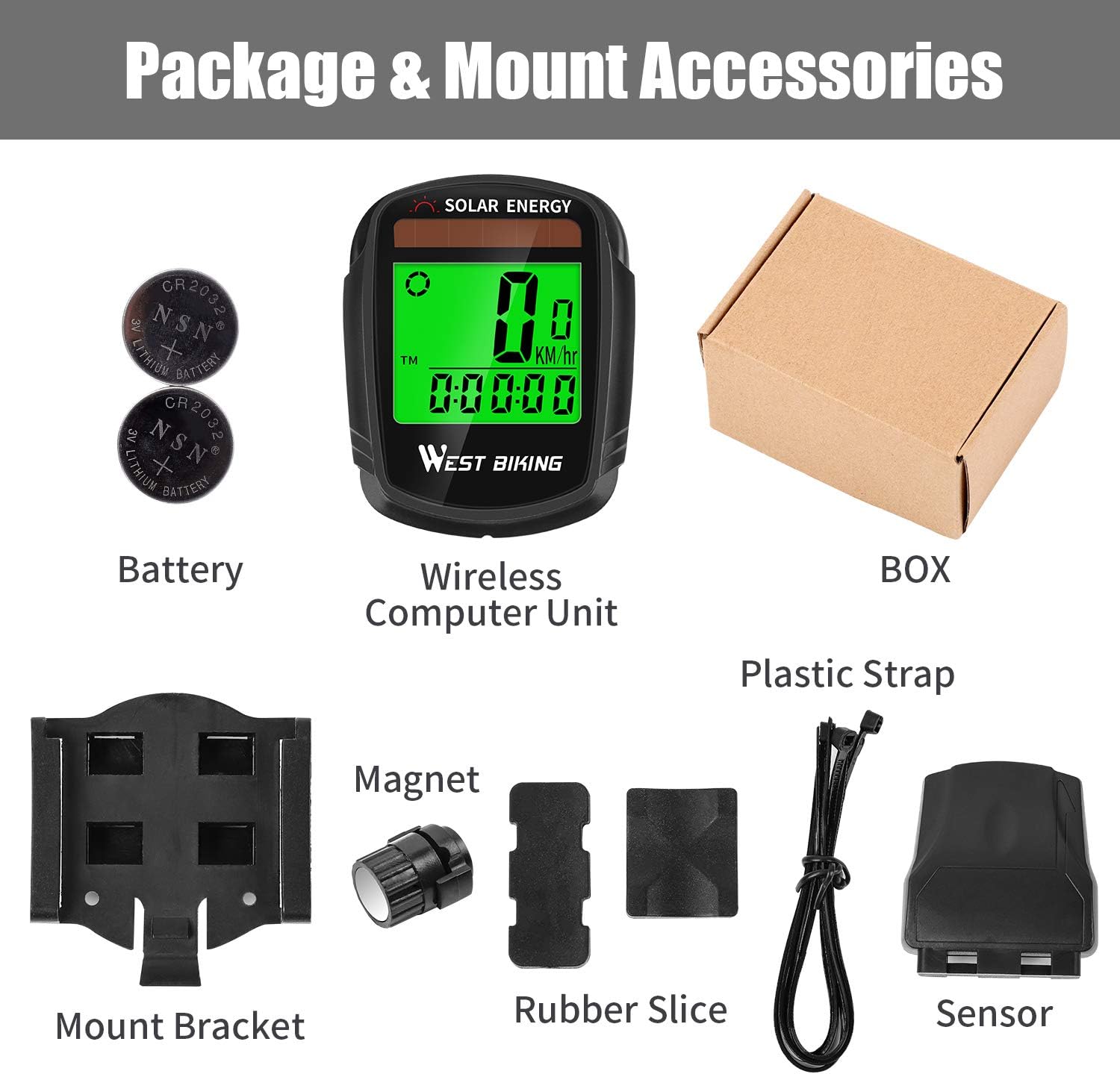 ICOCOPRO Bike Computer with Solar Energy Bicycle Speedometer and Odometer Wireless Waterproof Cycling Computer LCD Backlight Automatic Wake-up & Multi-Functions : Sports & Outdoors
