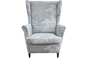 NILUOH Wingback Chair Slipcover 2-Piece Stretch Wingback Chair Sofa Slipcover Armchair Cover Printed Furniture Protector Couch Soft with Elastic Bottom for Living Room, 12