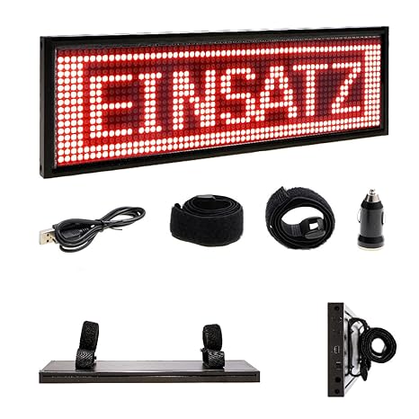 LED-MARTIN® Warndisplay V2.0 für die Sonnenblende - frei programmierbar - THW - FEUERWEHR - DRK - HVO - ASB - inkl. Lithium-I