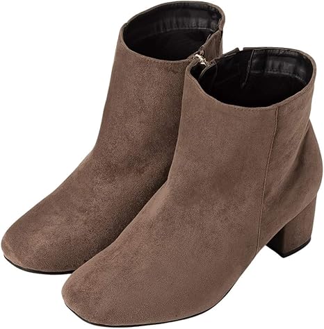 Amazon Co Jp Nissen ニッセン スクエアトゥチャンキーヒール ショート ブーツ 低反発中敷 ワイズ 大きいサイズ レディース シューズ バッグ