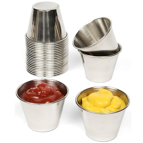Nechtik Small Sauce Cups, Stainless Steel Ramekin Dipping Sauce Cup ...
