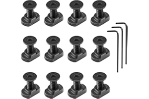 PUKESI 12 Set T-Nut and Screw Replacement Sets for M-Rails Mounting, Long Screws or Short Screws & Nuts Accessories with 3 Allen Wrenches (10mm Short Screws-12 Pcs)