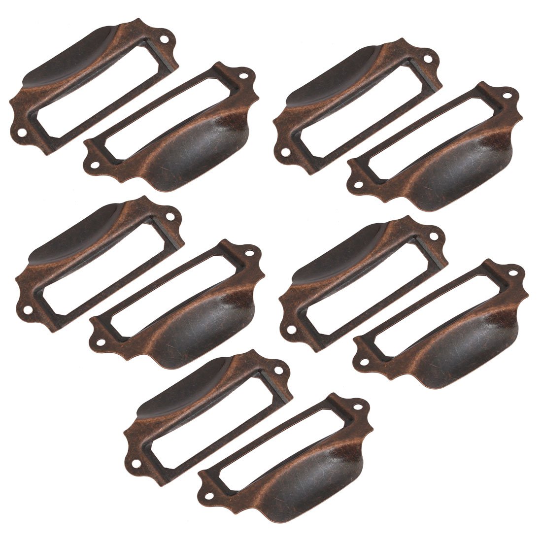 Sourcingmap Label Holder Pull Handles, Vintage Label Frame Drawer Knobs for Cabinet Cupboard, Copper Tone 90x43mm 10pcs