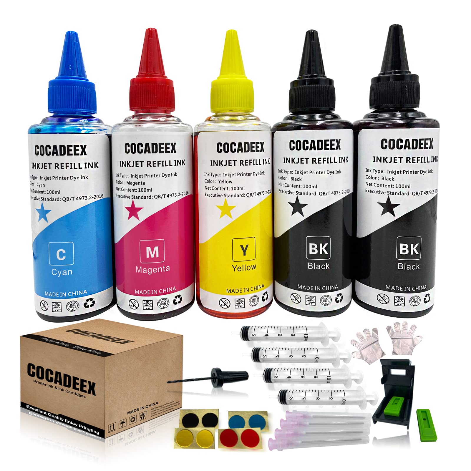 COCADEEX Ink Refill Kit Compatible with Canon Ink Cartridge PG-560 CL-561 PG-540 CL-541 PG-540XL CL-541XL 540 541 540XL 541XL 560XL 561XL PG-40 CL-41 Series, 5 Bottles Ink with Refill Tools