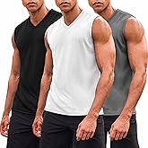 COOFANDY Men's 3 Pack Workout Tank Tops Gym Sleeveless Shirts V Neck Bodybuilding Muscle Tee Shirt