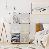 AWTATOS Storage Cube Organizer with Doors 6 Cube DIY Modular Shelves view 5