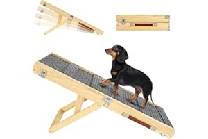 2025 Upgraded Dog Ramp for Couch, Foldable Small Dog Ramp for Bed, 4 Adjustable Height from 13'' to 21", Portable Stable Pet 