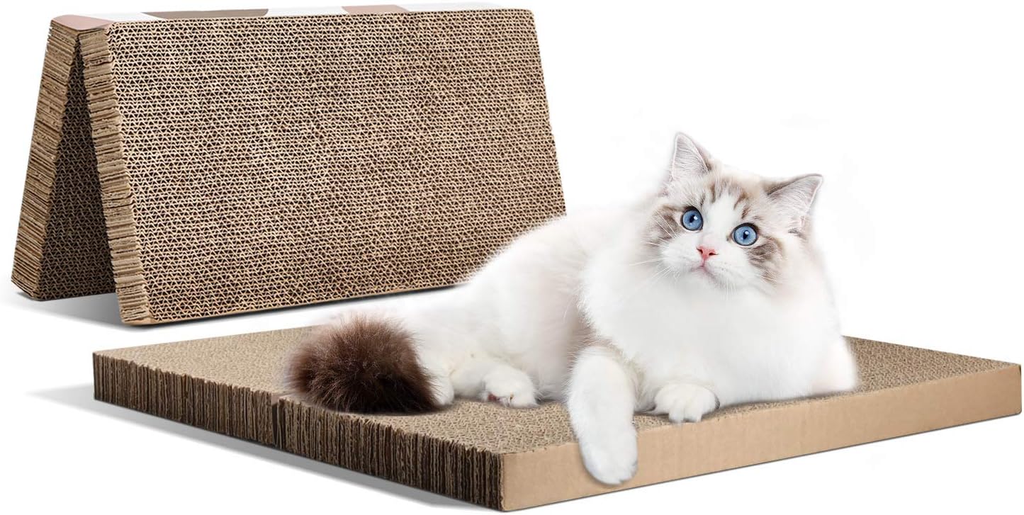 MSBC Cat Scratcher Carboard Refill Box with 3 Pieces 17"x10" Board, Kitty Cat Scratching Pad Recycle Corrugate Scratcher Cat Scratch Lounge Long Lasting Reversable : Pet Supplies
