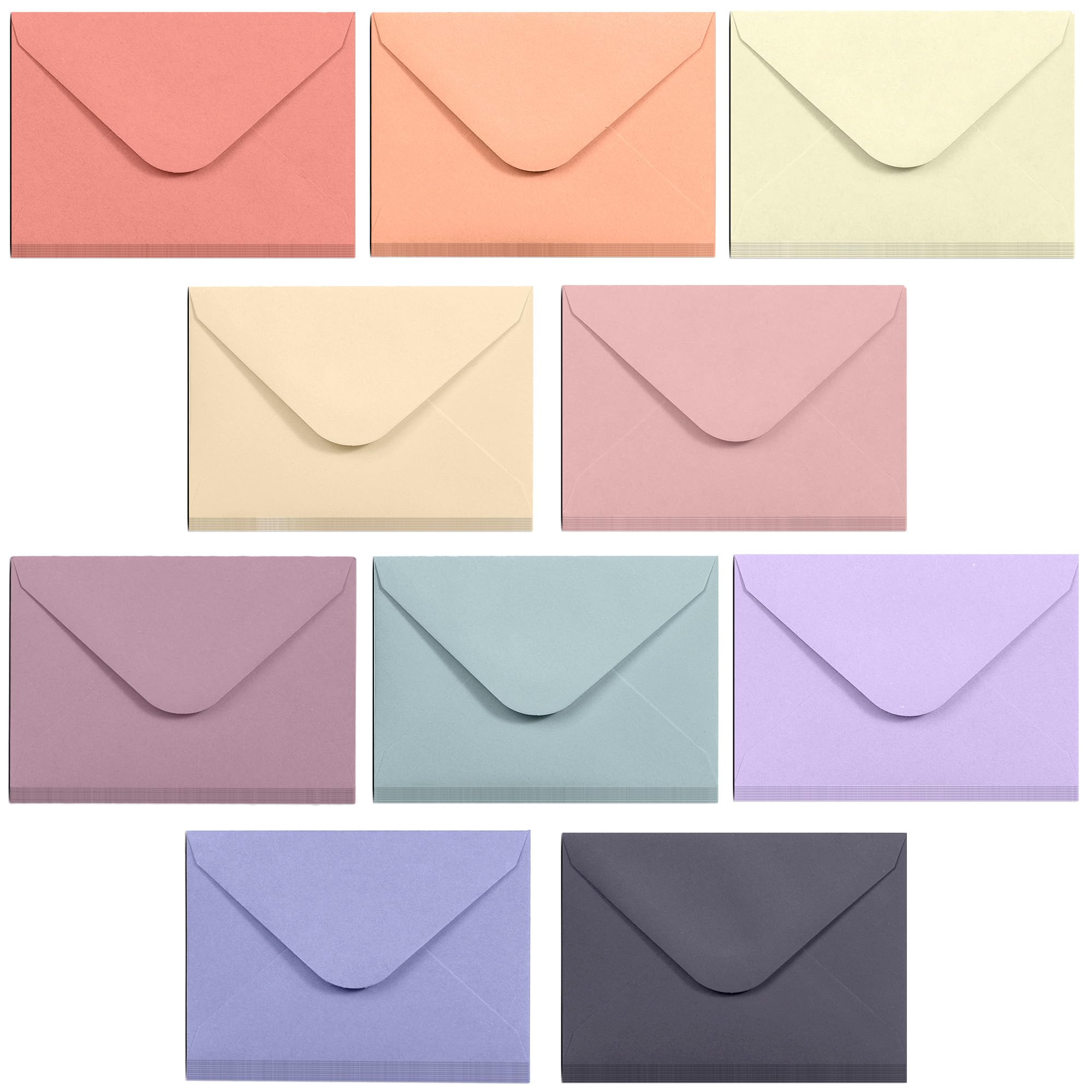 Small Envelopes, 100-Count Mini Envelopes for Gift Cards, Business Cards & Notes, 10 Neutral & Pastel Colours, 10.16 x 6.9 cm