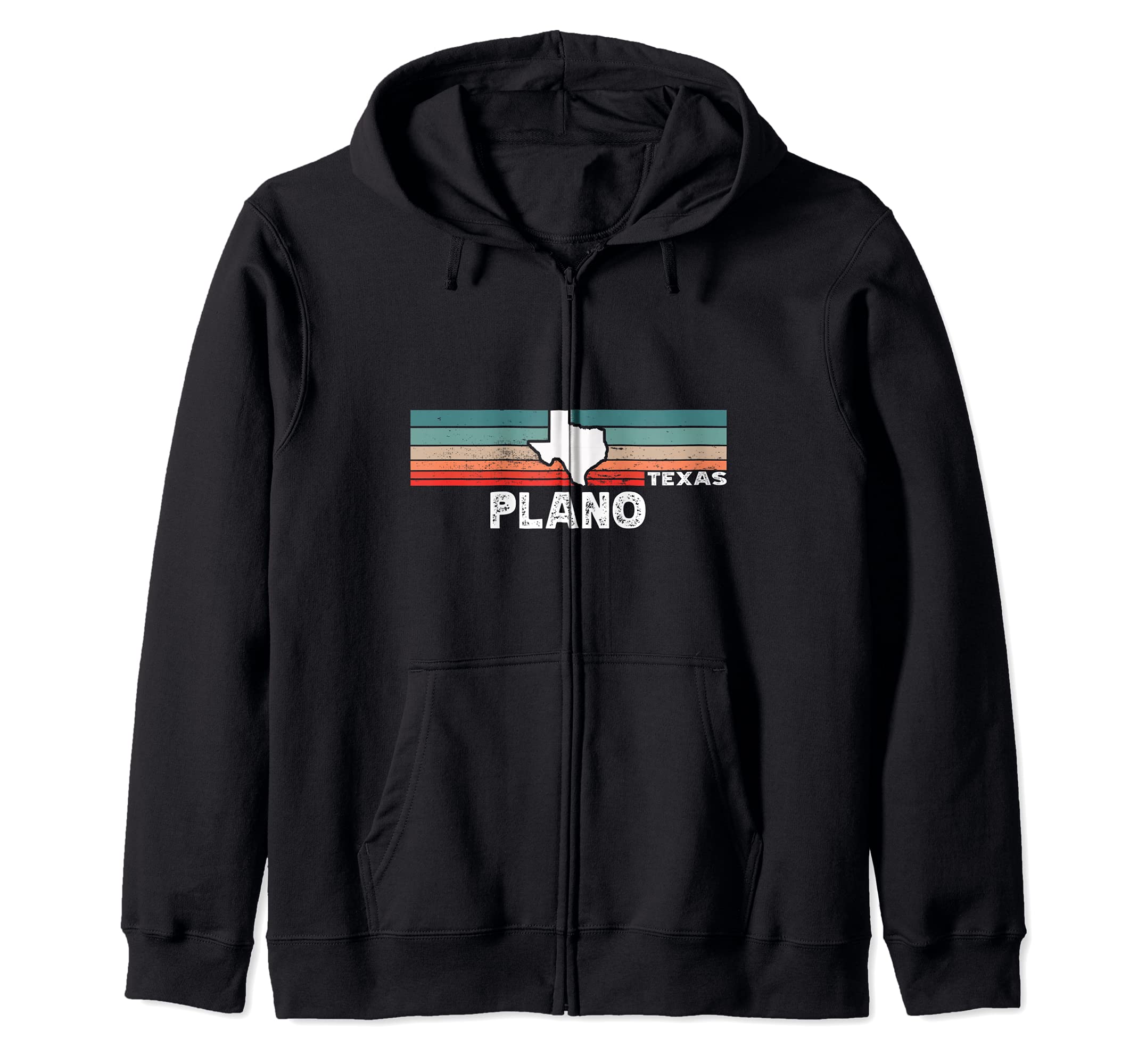 Vintage Retro Plano TX Tourist Native Texas State Zip Hoodie