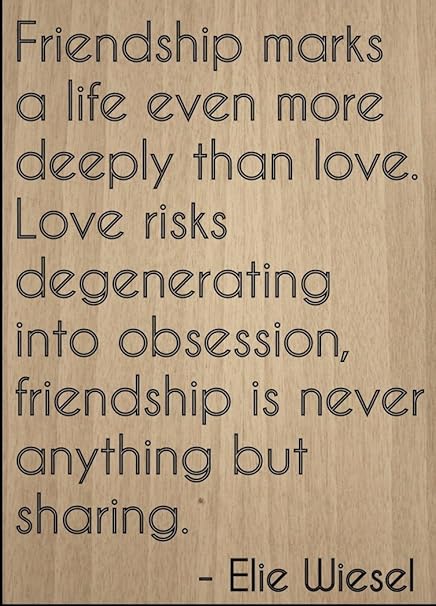 Mundus Souvenirs L Amitie Marque Une Vie Encore Plus Profonde Citation D Elie Wiesel Gravee Au Laser Sur Plaque En Bois Taille Cm X 25 Cm Amazon Fr Cuisine Maison