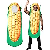 Shihanee Adult Corn on The Cob Costume Funny Halloween Food Costume Fancy Dress Suit for Men Women Dress up Party