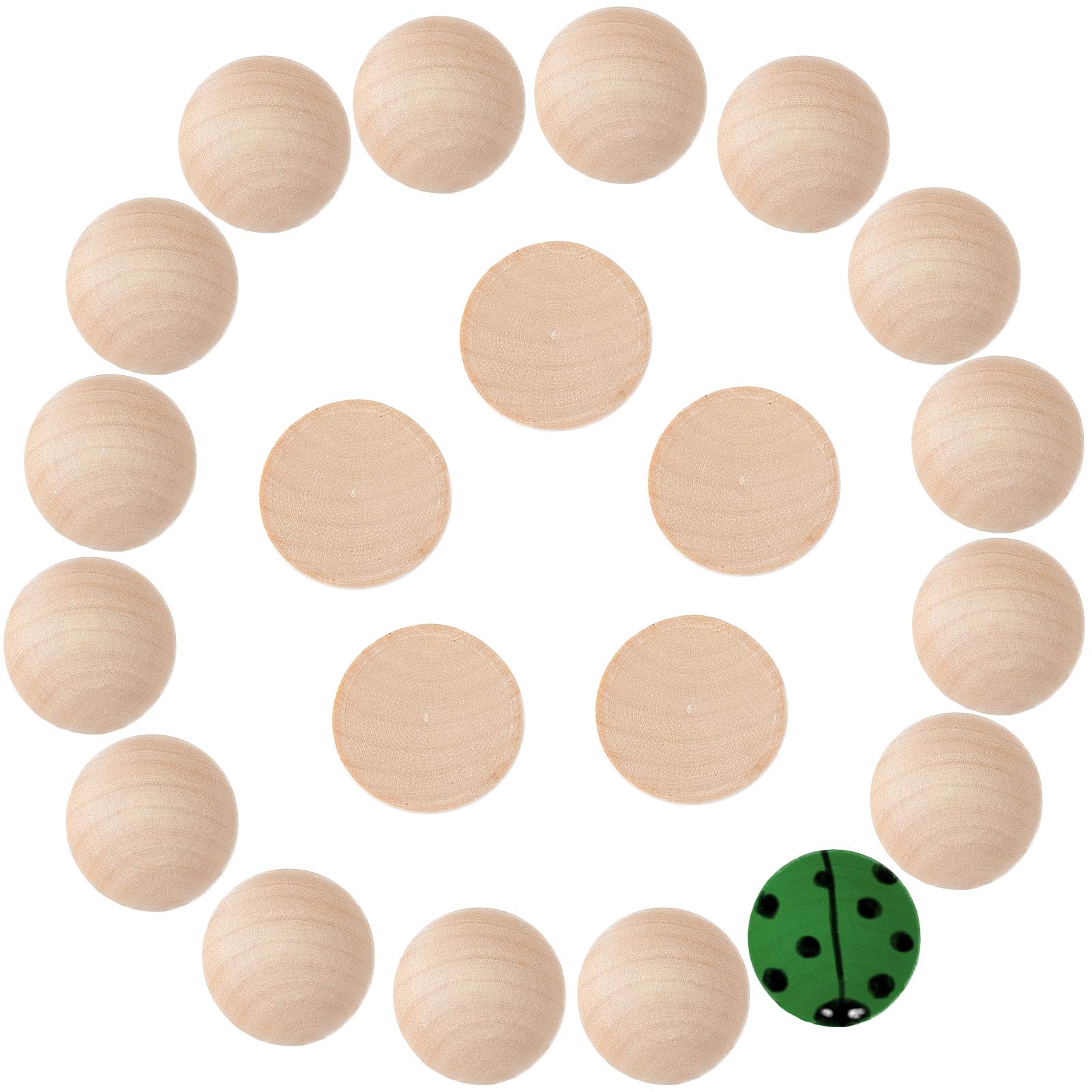 GORGECRAFT 40Pcs Split Wood Balls 30mm Unfinished Half Wooden Balls Wood Hemisphere Half Craft Balls for for DIY Projects Jewelry Making Art Design