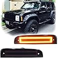 GSOWO 𝗨𝗽𝗴𝗿𝗮𝗱𝗲 2 PCS LED Front Side Marker Lights for Je-ep Cherokee XJ 1997-2001, Bumper Corner Parking Signal Lamps Smoked Lens, Je-ep Cherokee Accessories - Amber Lens