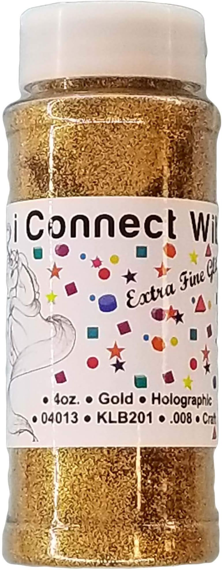 iConnectWith Glitter – Gold, Extra Fine Holographic Glitter; Multi-use for Crafts, Decorations, Nail Art, Makeup, Tumblers, Resin Art, and DIY Projects