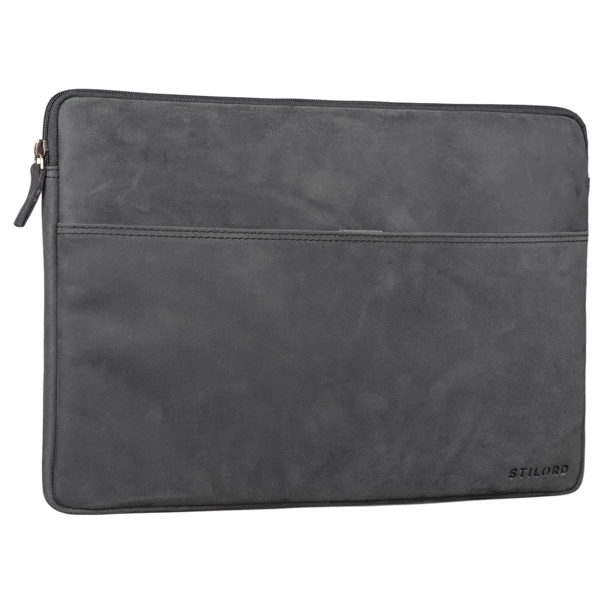 STILORD "Murphy" Laptop Sleeve 15.6 inch Leather Vintage Case Cover for MacBook 16 inch and 15 inch Notebook Document Folder Organizer Colour:avaro - Grey