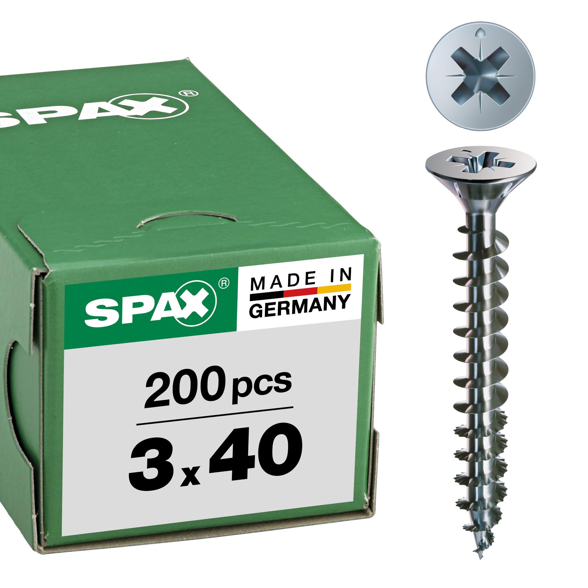 Spax – Universal Screw Countersunk Head Phillips Z 4Cut Full Thread Galvanised Blank A2J – 1081010350123, 1081010300403 — image 1