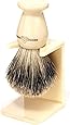 Edwin Jagger Best Badger Shaving Brush With Drip Stand, Imitation Ivory, Medium