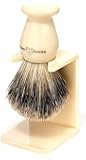 Edwin Jagger Best Badger Hair Shaving Brush with Drip Stand - Medium, Imitation Ivory