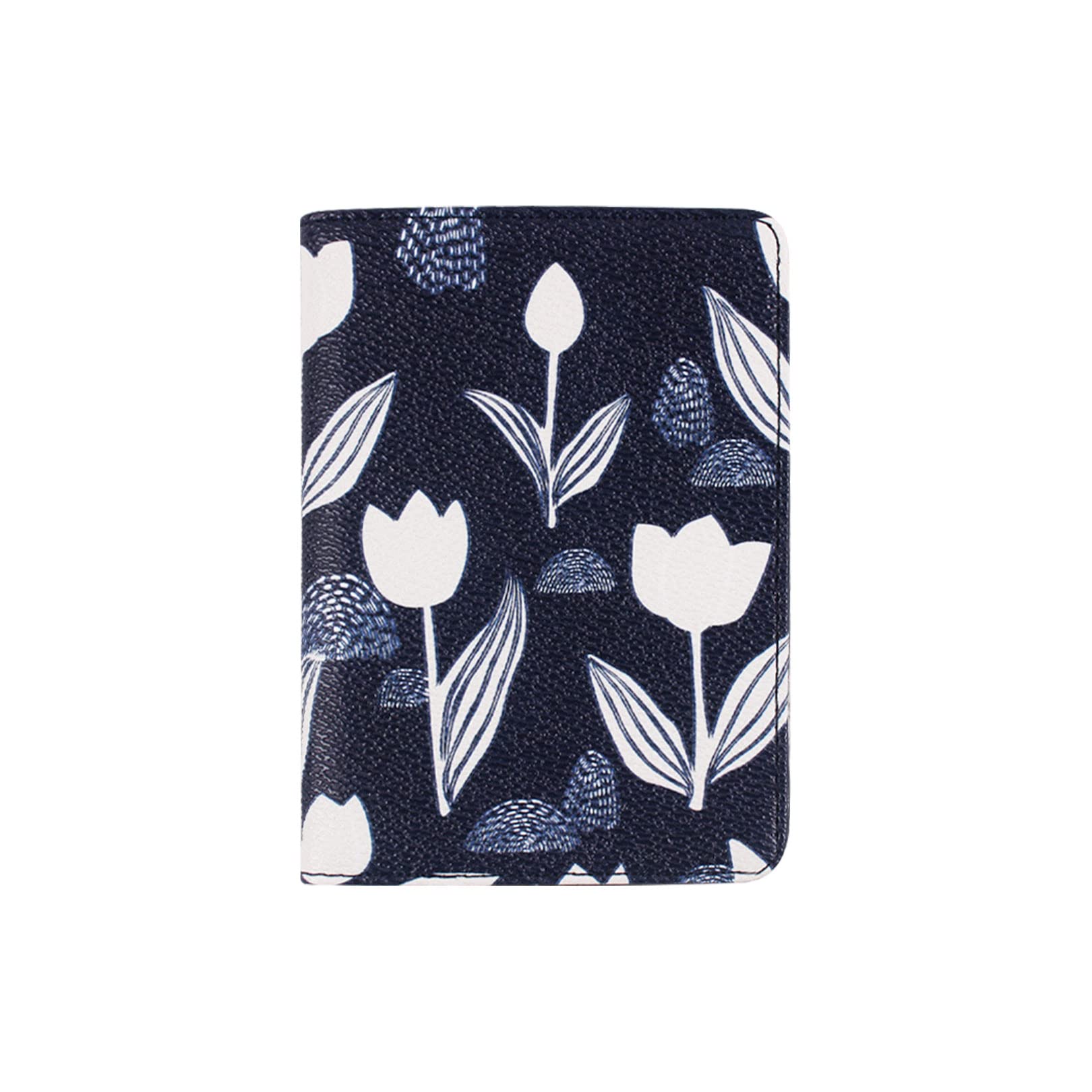 Passport Holder Cover, Leather Passport Holder Travel Wallet for Women Girl Men Kids, Cute Passport Case Travel Document Organizer for Passport, Boarding Passes, Credit Cards （Black-Flower）