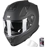 LEM Motorcycle Helmets Full Face for Men, Motorcycle Helmet for Adults, DOT Certified, PINLOCK &amp; DVS Dual Vision, Motorcycle Street Bike Helmet, Bluetooth Speaker Pockets (Matte Black Small) VZN FP09