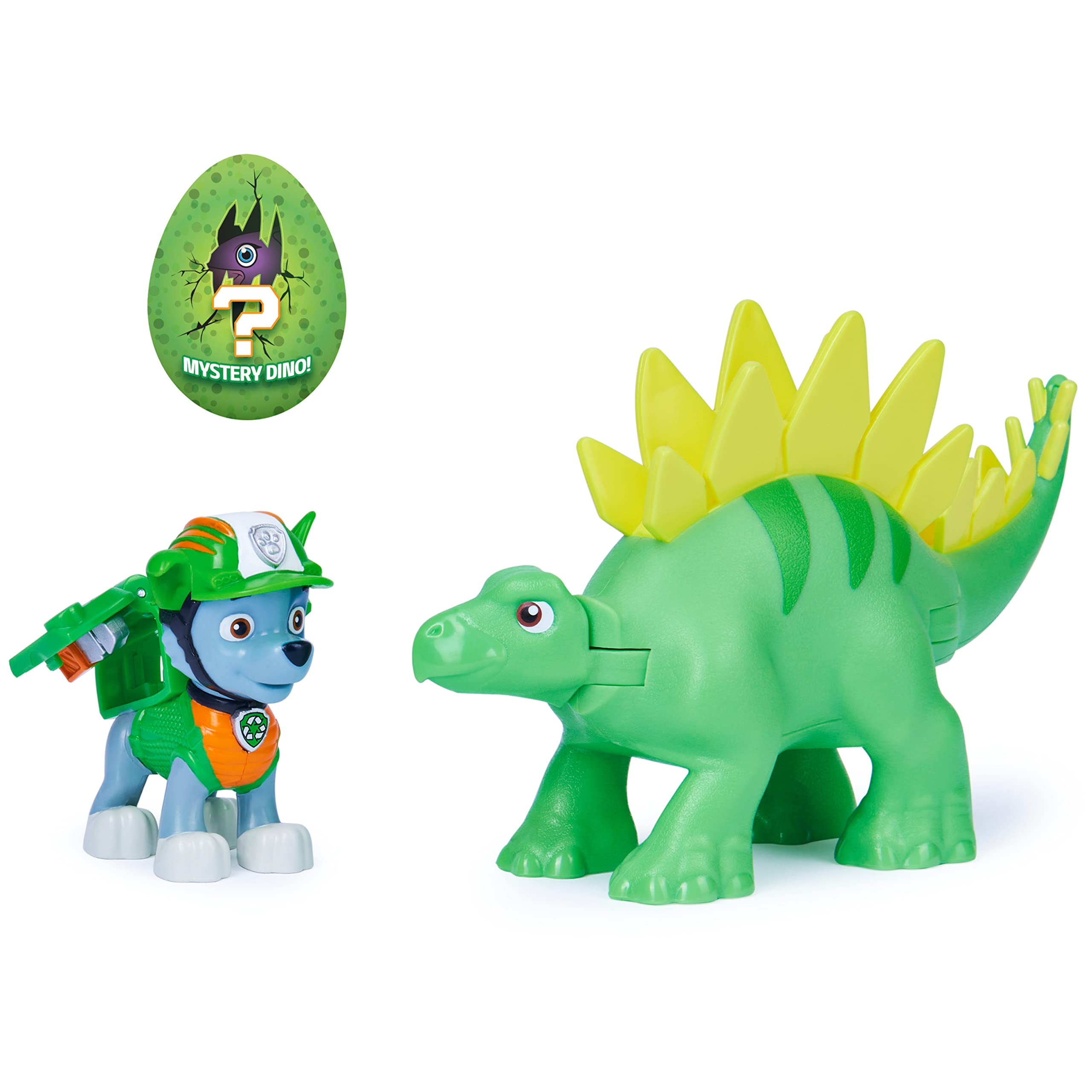 Paw Patrol, Dino Rescue Rocky and Dinosaur Action Figure Set, for Kids Aged 3 and Up
