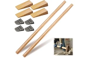 Bucherry 2 Sets 32" Replacement Hammer Handle Kit Includes 2 Sledge Hammer Handle Replacement, 4 Wood Wedges and 4 Steel Wedges for Decking Framing Carpentry Construction DIY Sledge Axe Tool