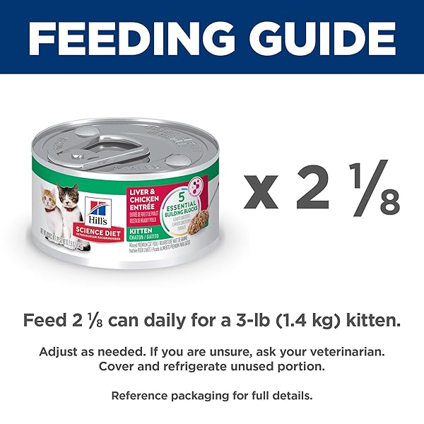 HILL’S SCIENCE DIET KITTEN, KITTEN PREMIUM NUTRITION, WET CAT FOOD, LIVER & CHICKEN MINCED, 2.9 OZ CAN, CASE OF 24