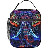 Ti Caldi Cute Elephant Lunch Box for Women Adults Kids, Insulated Cooler Lunch Bag for School, Picnic, Office, Work, Travel, Reusable Portable Thermal Tote Polyester Lunch Bags (Psychedelic Elephant)