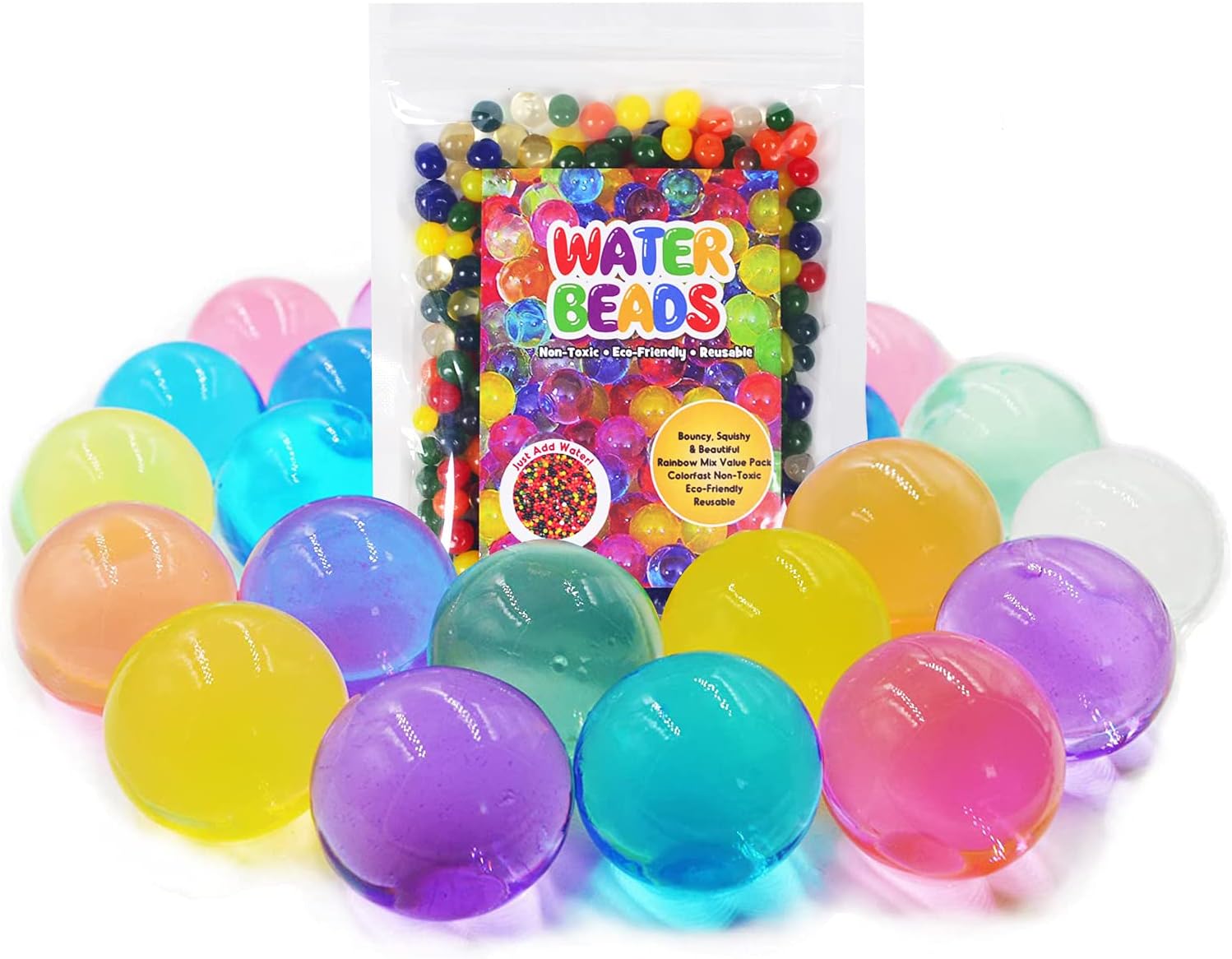 Vase Fillers - 500PCS Jumbo Water Beads Large Water Gel Beads Non Toxic, Giant Water Jelly Pearls Rainbow Mix for Vase Filler, Wedding and Home Decoration