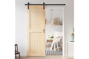 ROYMELO 32x84 inch Sliding Barn Wood Door Slab with 5.5ft Hardware Kit, Requires Simple DIY Assembly