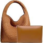 JINMANXUE Woven Tote Bag for Women, Fashion Hobo Handbag, Travel Top-handle Shoulder Bag, Beach Underarm Bag with Purse