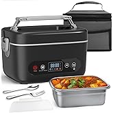 Swiitaey Cordless Rechargeable Lunch Box 5.1 Cups, 24,000mAh Electric Heated Lunch Box for Adults, Men, Portable Food Warmer Self Heating Lunches Boxs with Insulated Bag, Cutlery, Removable Divider