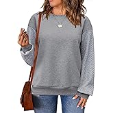 DOLNINE Plus-Size-Sweatshirts for Women Casual Crewneck Tops Cable Knit Sleeve Loose Fit Pullover Shirts XL-5XL