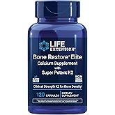 Life Extension Bone Restore Elite with Super Potent K2, 120 Capsules | Calcium, Vitamin D3, Magnesium, Boron &amp; Zinc, 45000 mcg K2, Bone Health &amp; Density, Gluten-Free &amp; Non-GMO